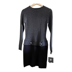 NWT IZ Byer Gray black Sweater Dress Womens S.
